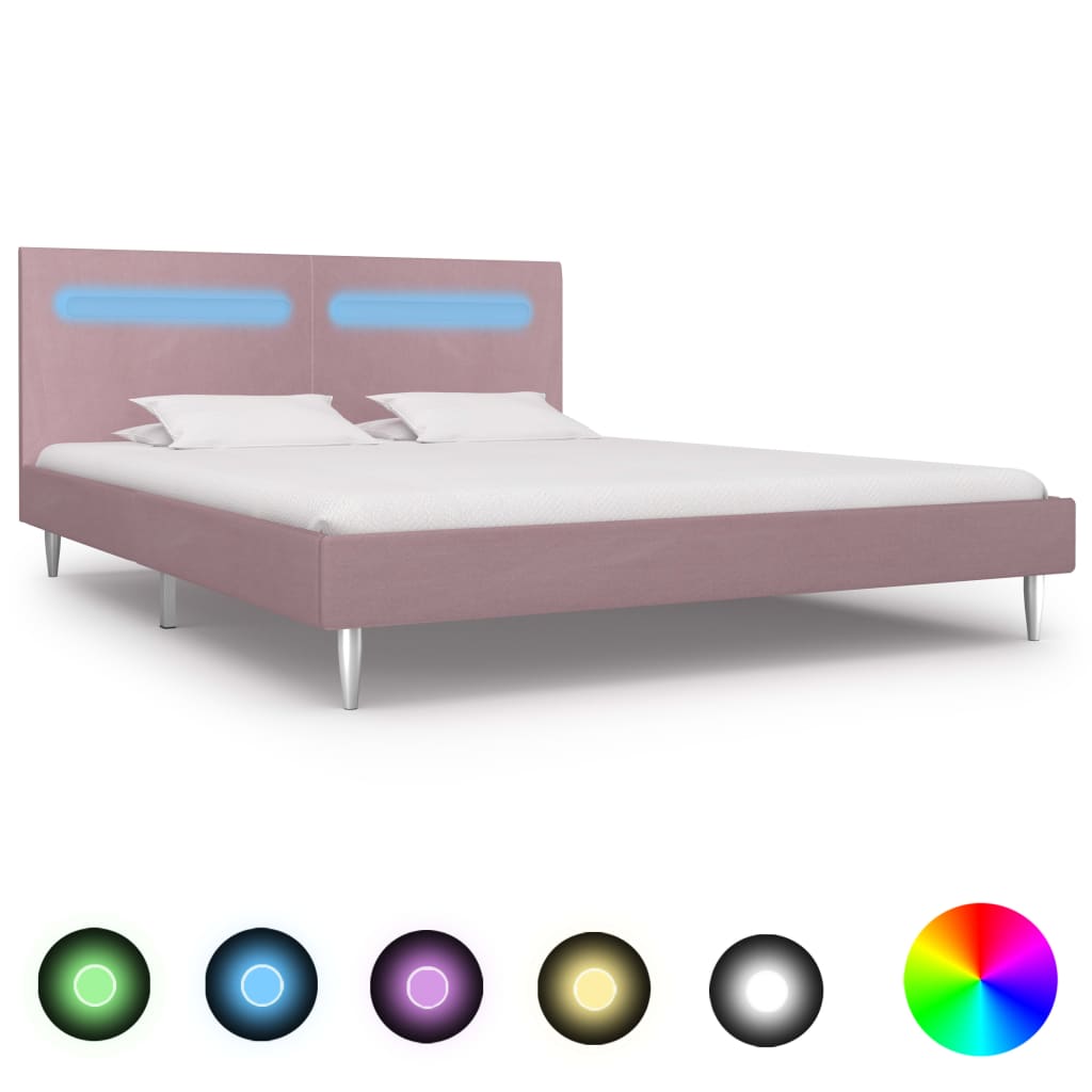Bedframe met LED stof roze 180x200 cm – afbeelding 1
