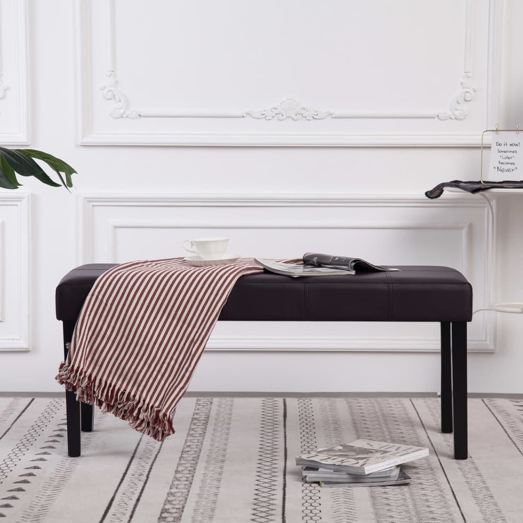 Bankje 106 cm kunstleer bruin