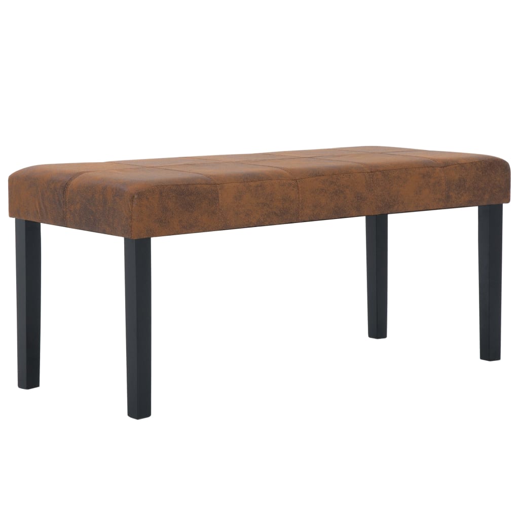 Bankje 106 cm kunstsuède bruin – afbeelding 2