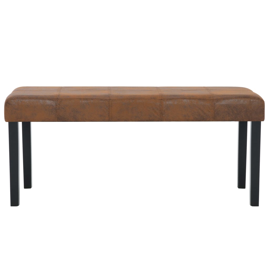 Bankje 106 cm kunstsuède bruin – afbeelding 3