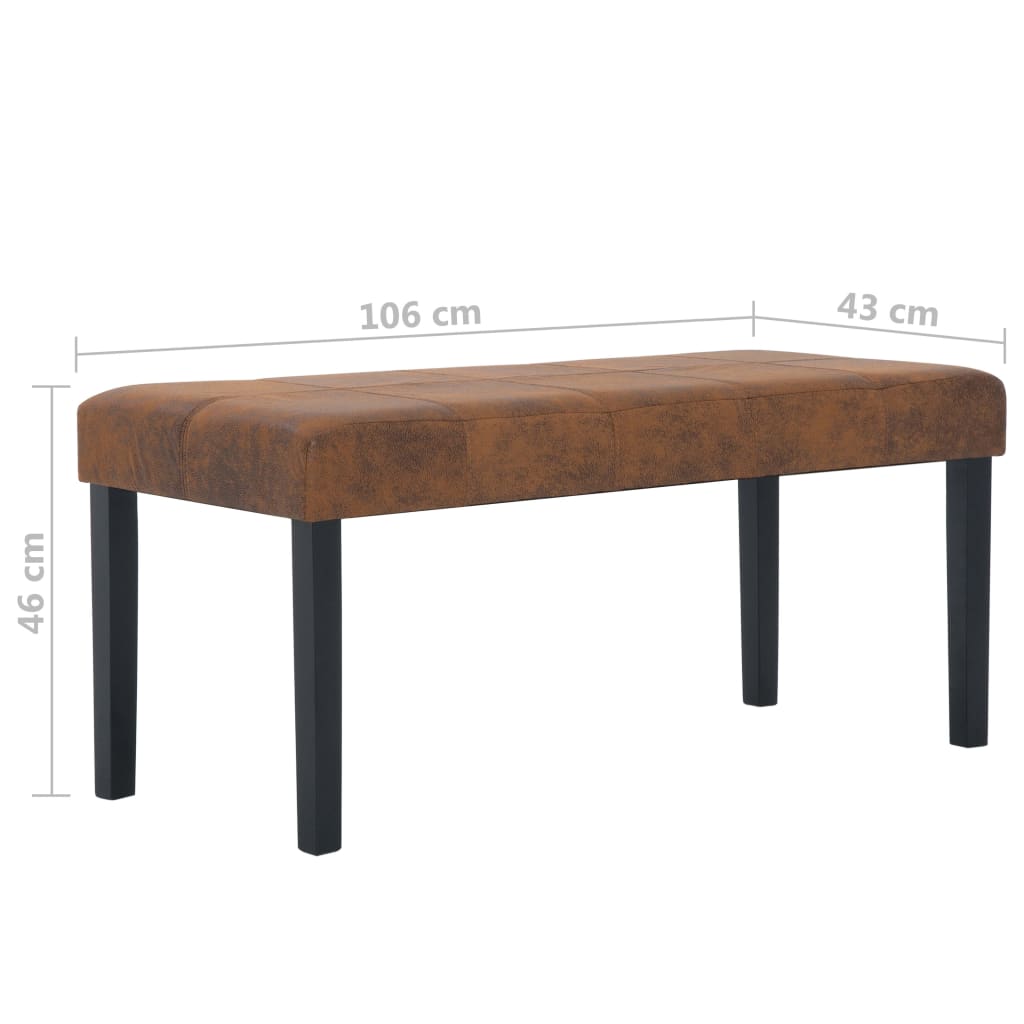 Bankje 106 cm kunstsuède bruin – afbeelding 7