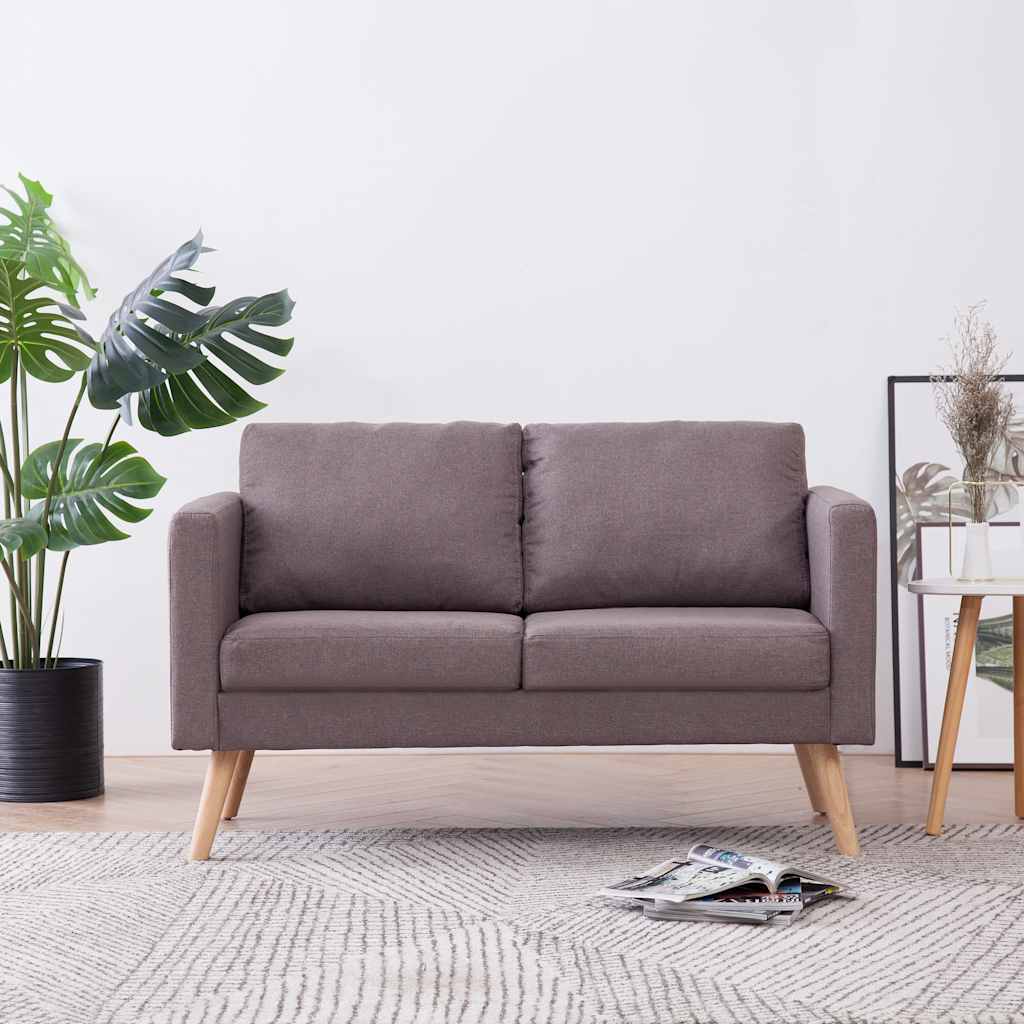 Tweezitsbank stof taupe – afbeelding 1
