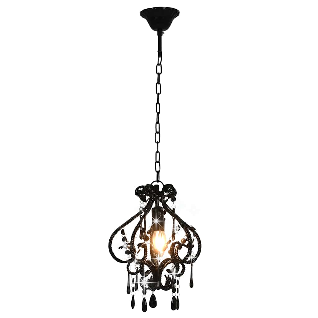 Plafondlamp met kralen rond E14 zwart – afbeelding 3