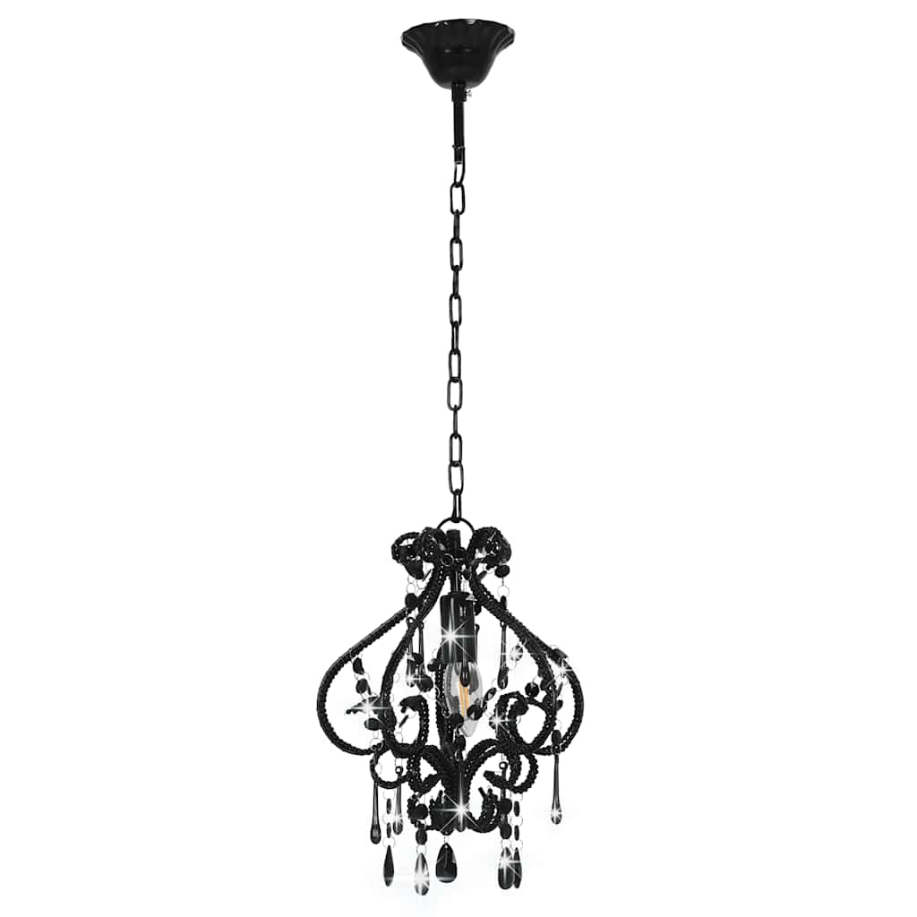Plafondlamp met kralen rond E14 zwart – afbeelding 4