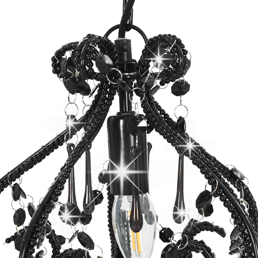 Plafondlamp met kralen rond E14 zwart – afbeelding 5