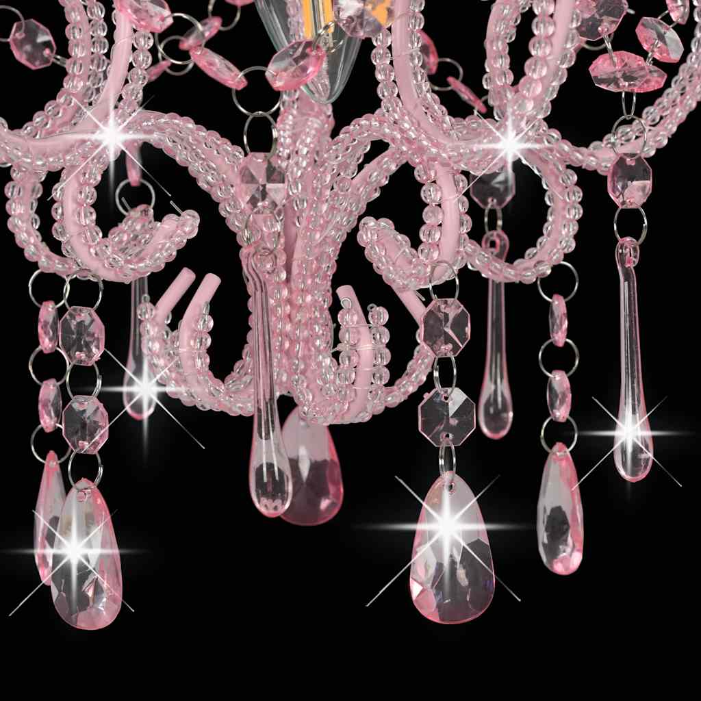 Plafondlamp met kralen rond E14 roze – afbeelding 6