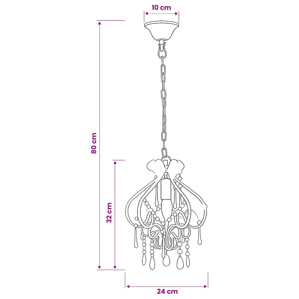 Plafondlamp met kralen rond E14 roze – afbeelding 7
