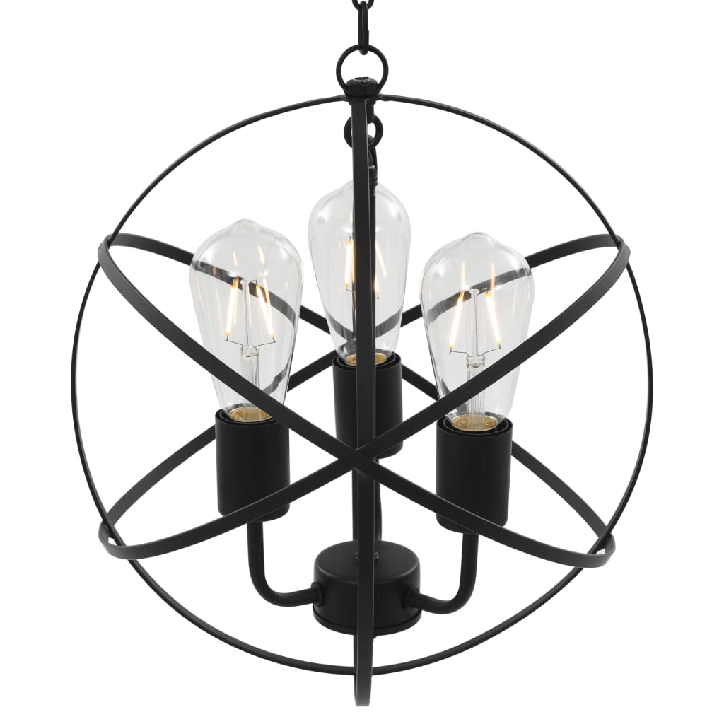 Hanglamp rond 3xE27 zwart – afbeelding 2