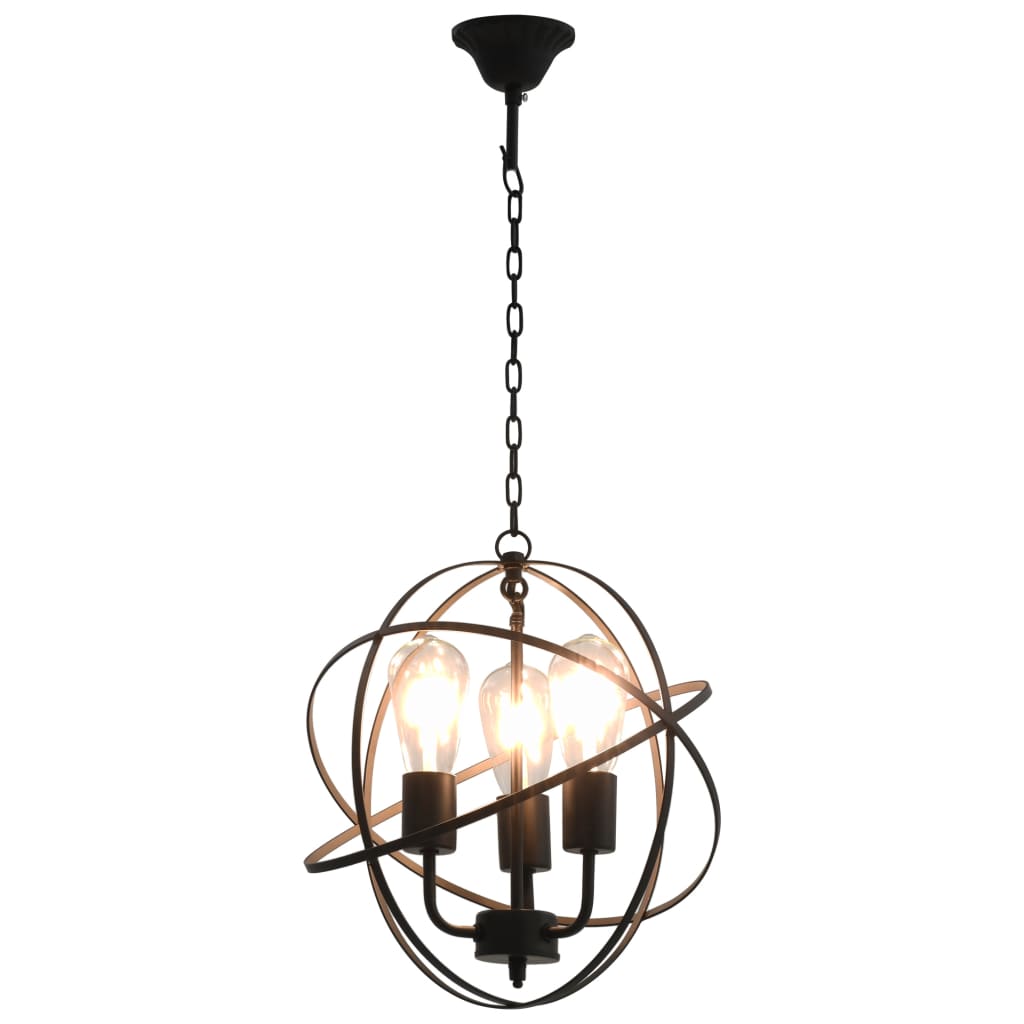 Hanglamp rond 3xE27 zwart – afbeelding 3