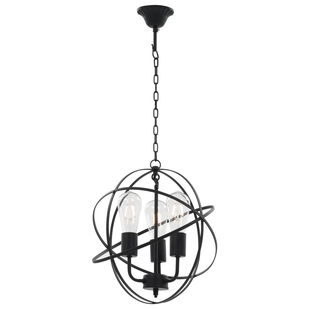 Hanglamp rond 3xE27 zwart – afbeelding 4