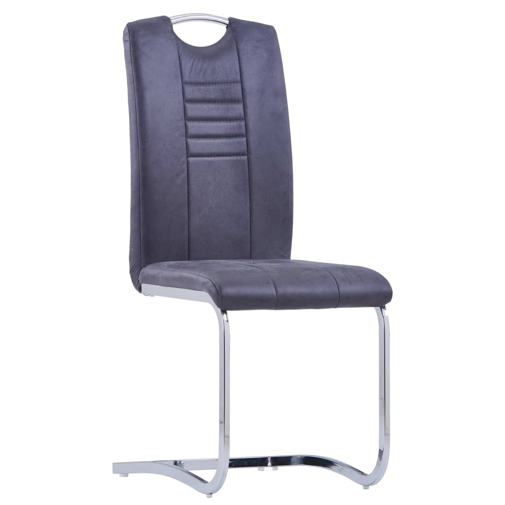 Eetkamerstoelen 2 st kunstsuède grijs – afbeelding 2
