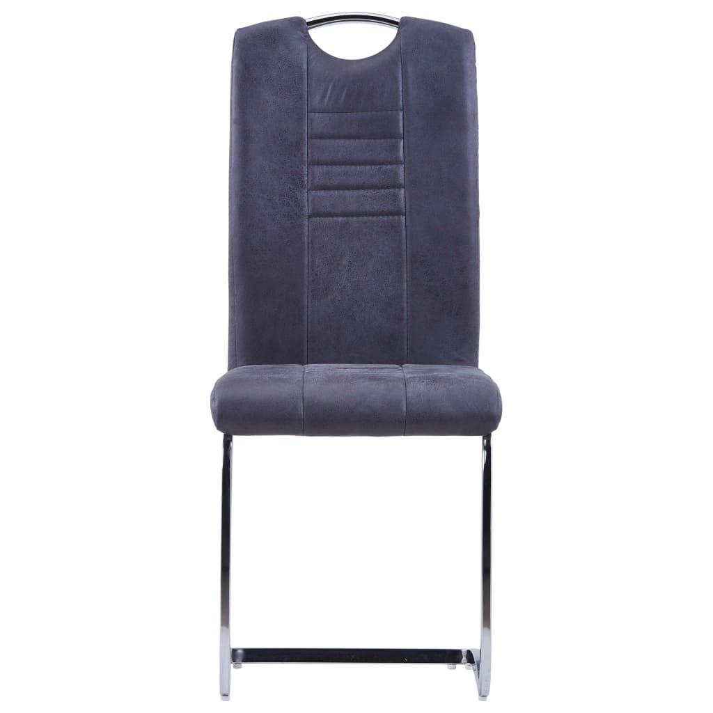 Eetkamerstoelen 2 st kunstsuède grijs – afbeelding 3