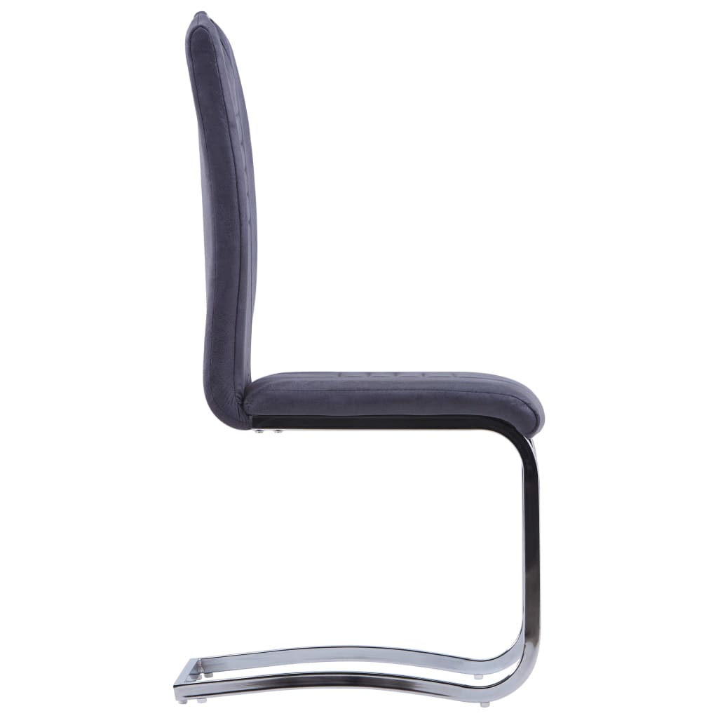 Eetkamerstoelen 2 st kunstsuède grijs – afbeelding 4