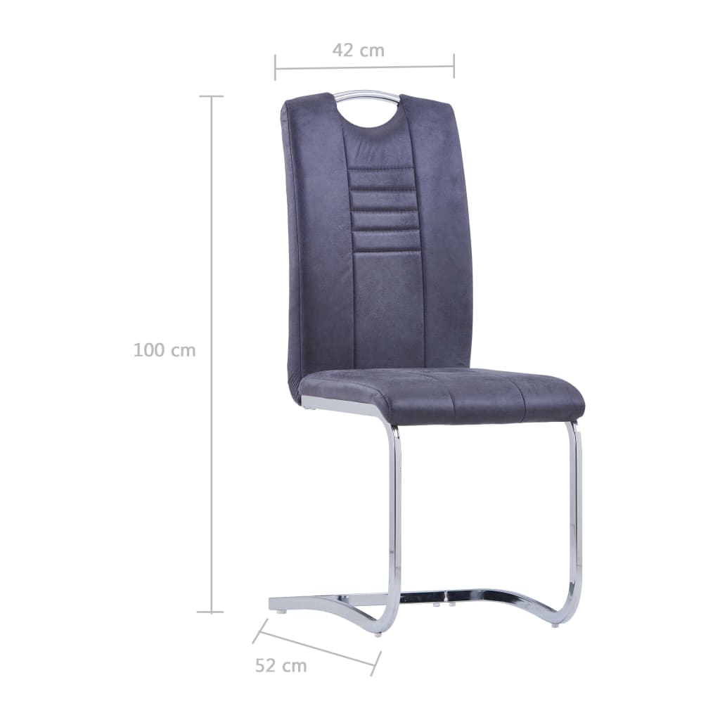 Eetkamerstoelen 2 st kunstsuède grijs – afbeelding 6