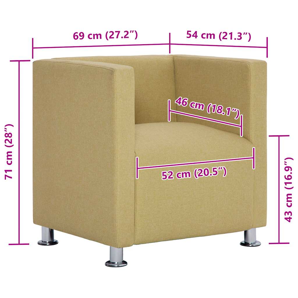 Fauteuil kubus stof groen – afbeelding 9