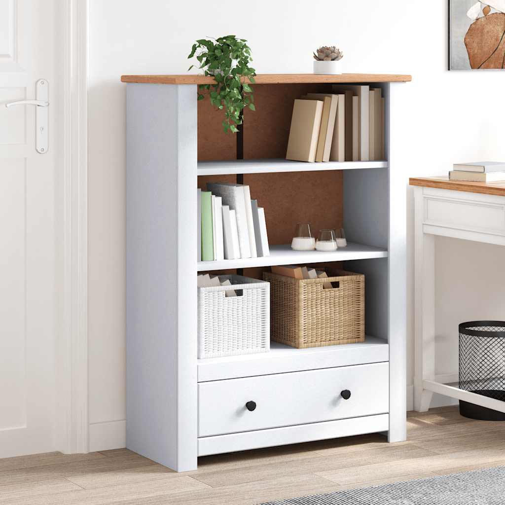 Boekenkast Panama Range 80x35x110 cm massief grenenhout wit