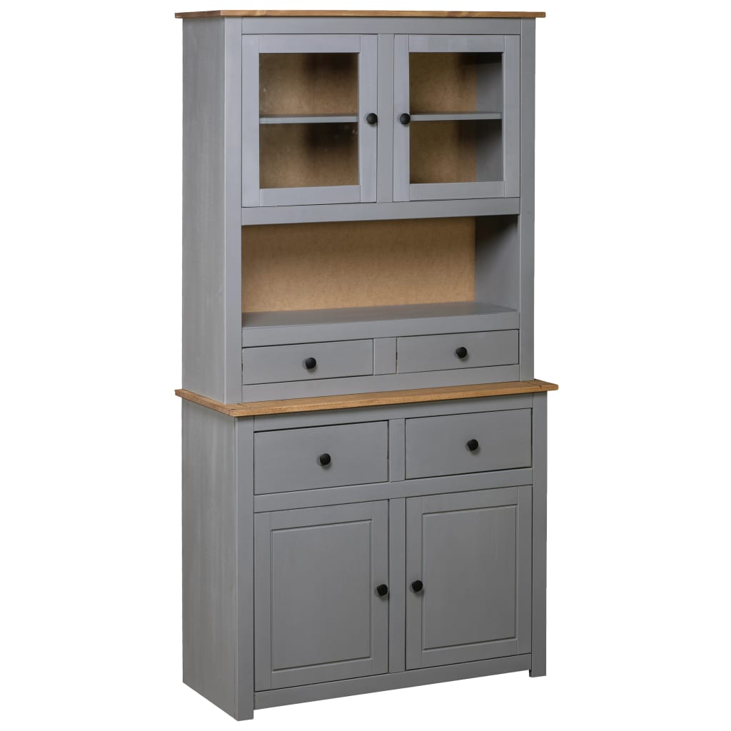 Hoge kast Panama Range 93x40,5x180 cm massief grenenhout grijs – afbeelding 1