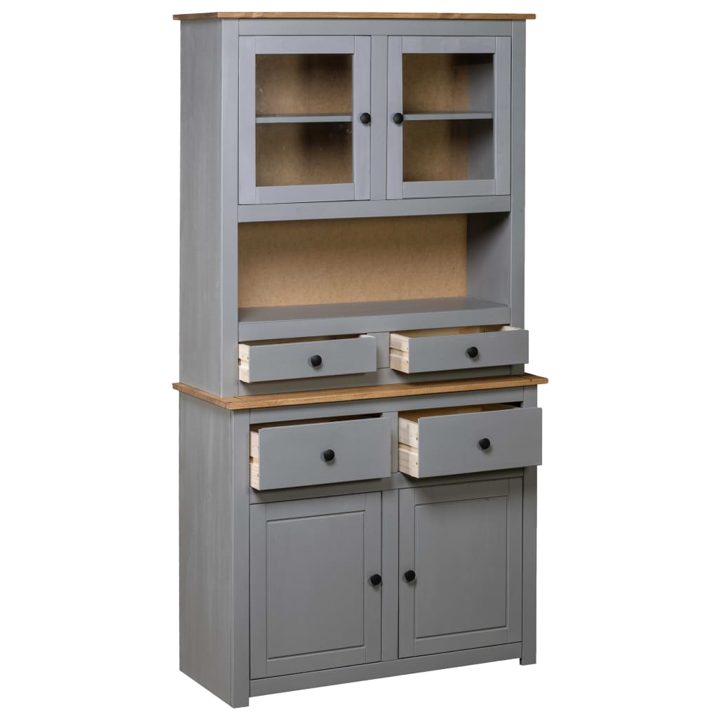 Hoge kast Panama Range 93x40,5x180 cm massief grenenhout grijs – afbeelding 2