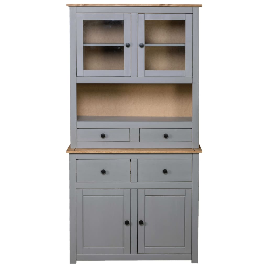 Hoge kast Panama Range 93x40,5x180 cm massief grenenhout grijs – afbeelding 3