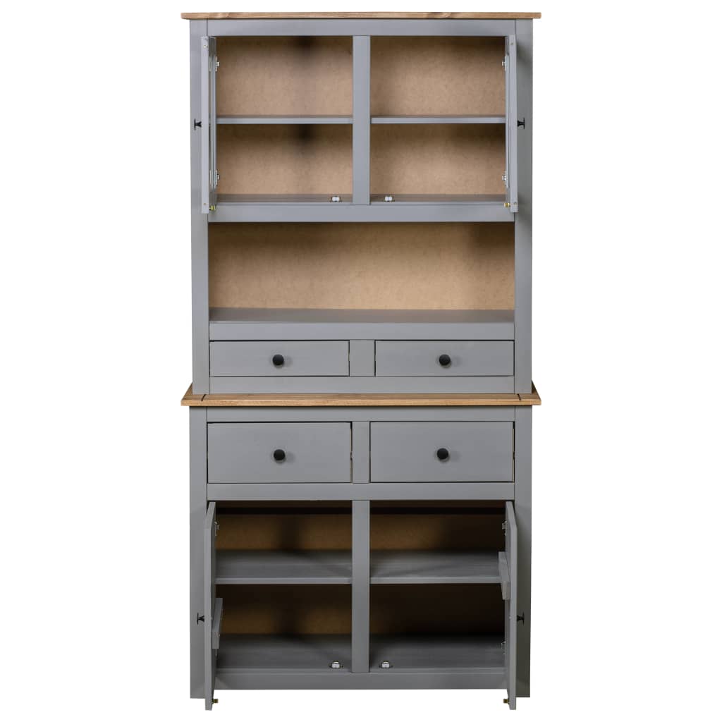 Hoge kast Panama Range 93x40,5x180 cm massief grenenhout grijs – afbeelding 4