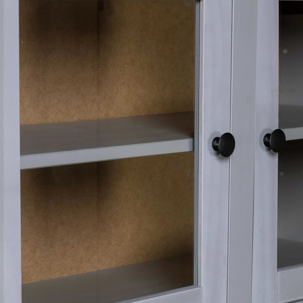Hoge kast Panama Range 93x40,5x180 cm massief grenenhout grijs – afbeelding 5