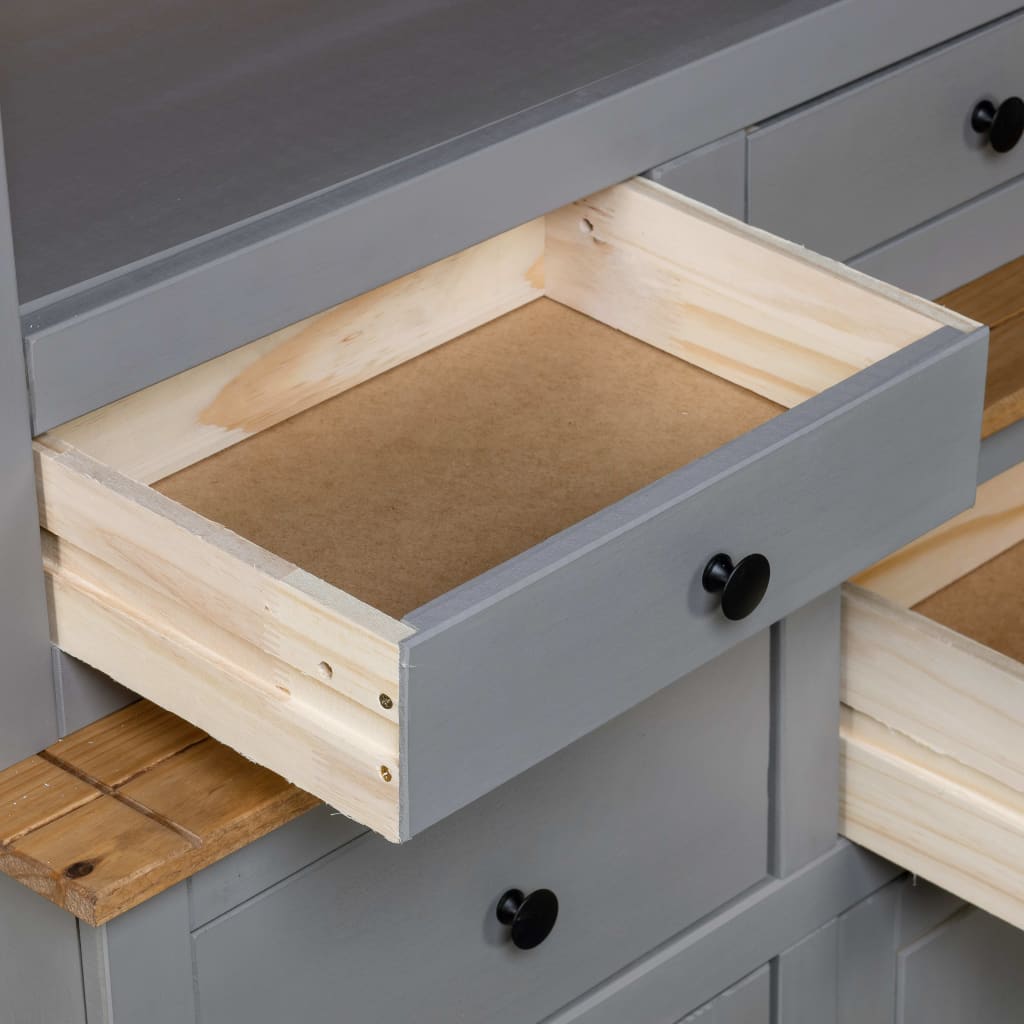 Hoge kast Panama Range 93x40,5x180 cm massief grenenhout grijs – afbeelding 6