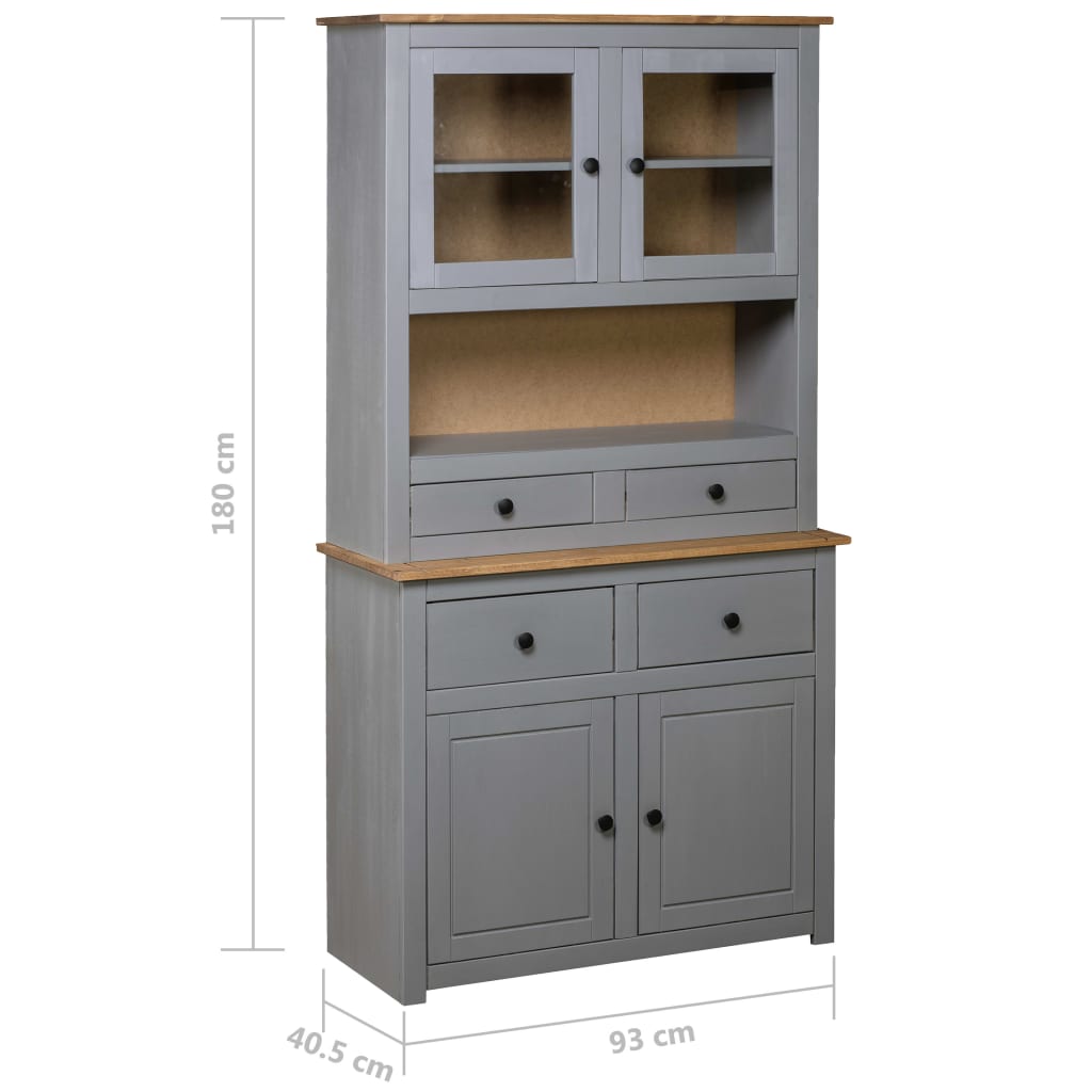 Hoge kast Panama Range 93x40,5x180 cm massief grenenhout grijs – afbeelding 7