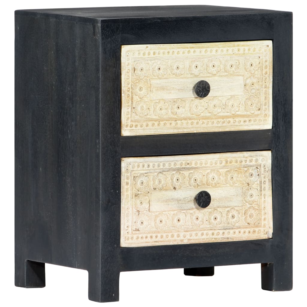 Nachtkastje handgesneden 40x30x50 cm massief mangohout grijs – afbeelding 10
