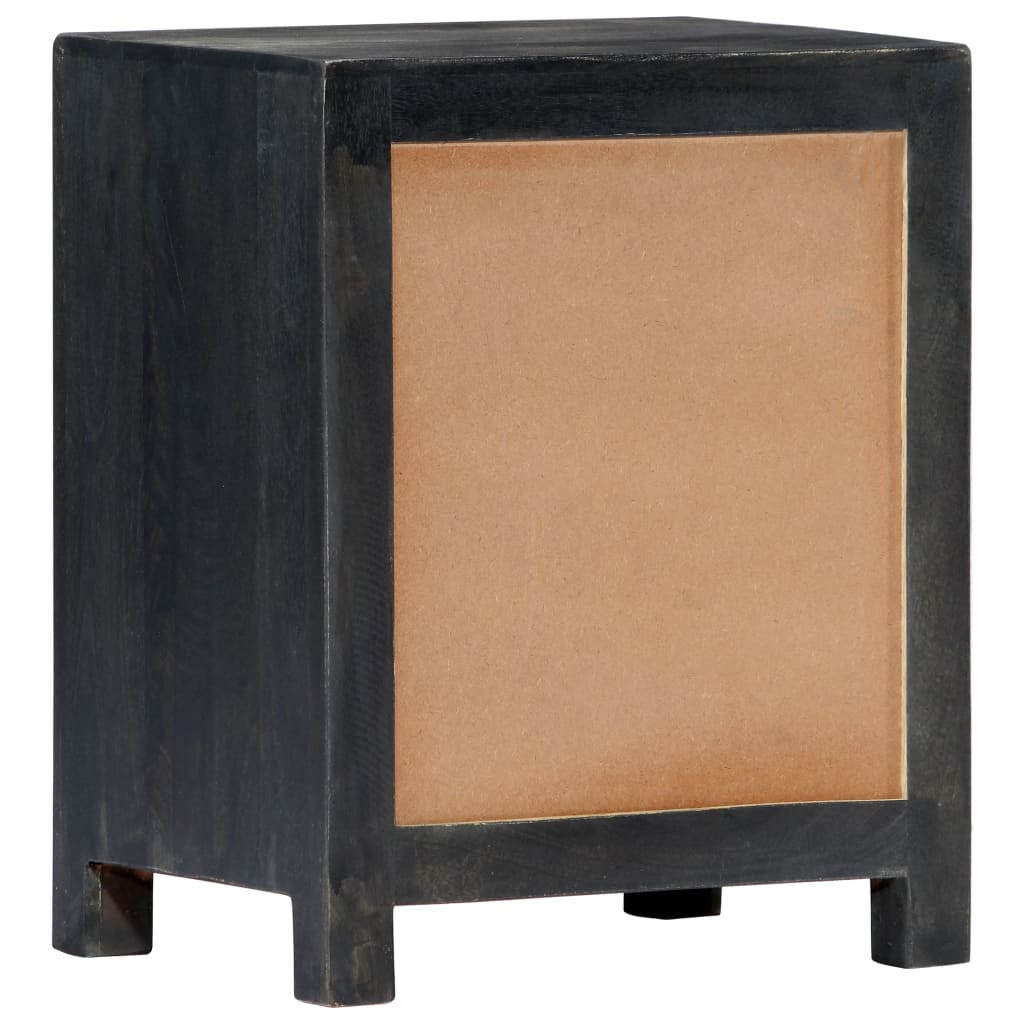 Nachtkastje handgesneden 40x30x50 cm massief mangohout grijs – afbeelding 3