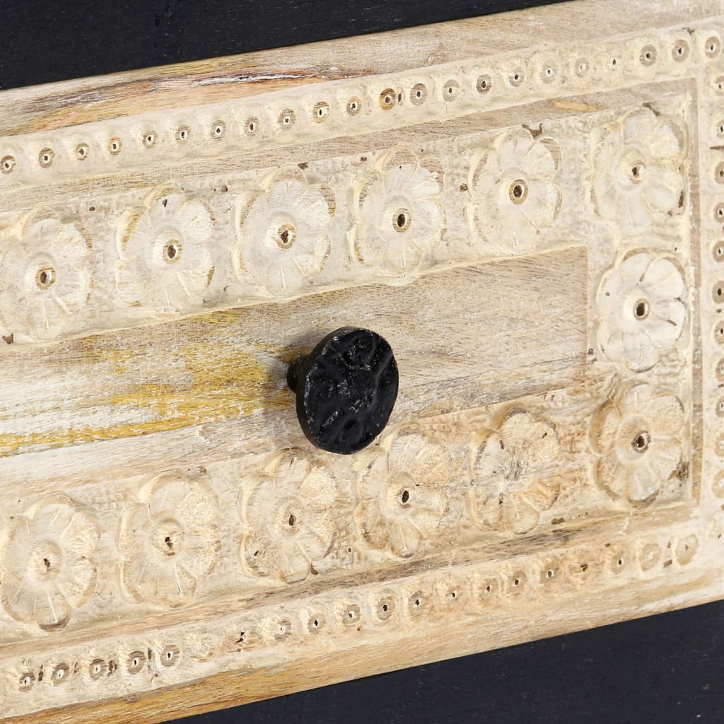 Nachtkastje handgesneden 40x30x50 cm massief mangohout grijs – afbeelding 6