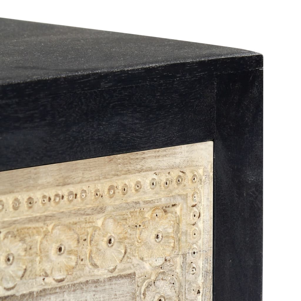 Nachtkastje handgesneden 40x30x50 cm massief mangohout grijs – afbeelding 7