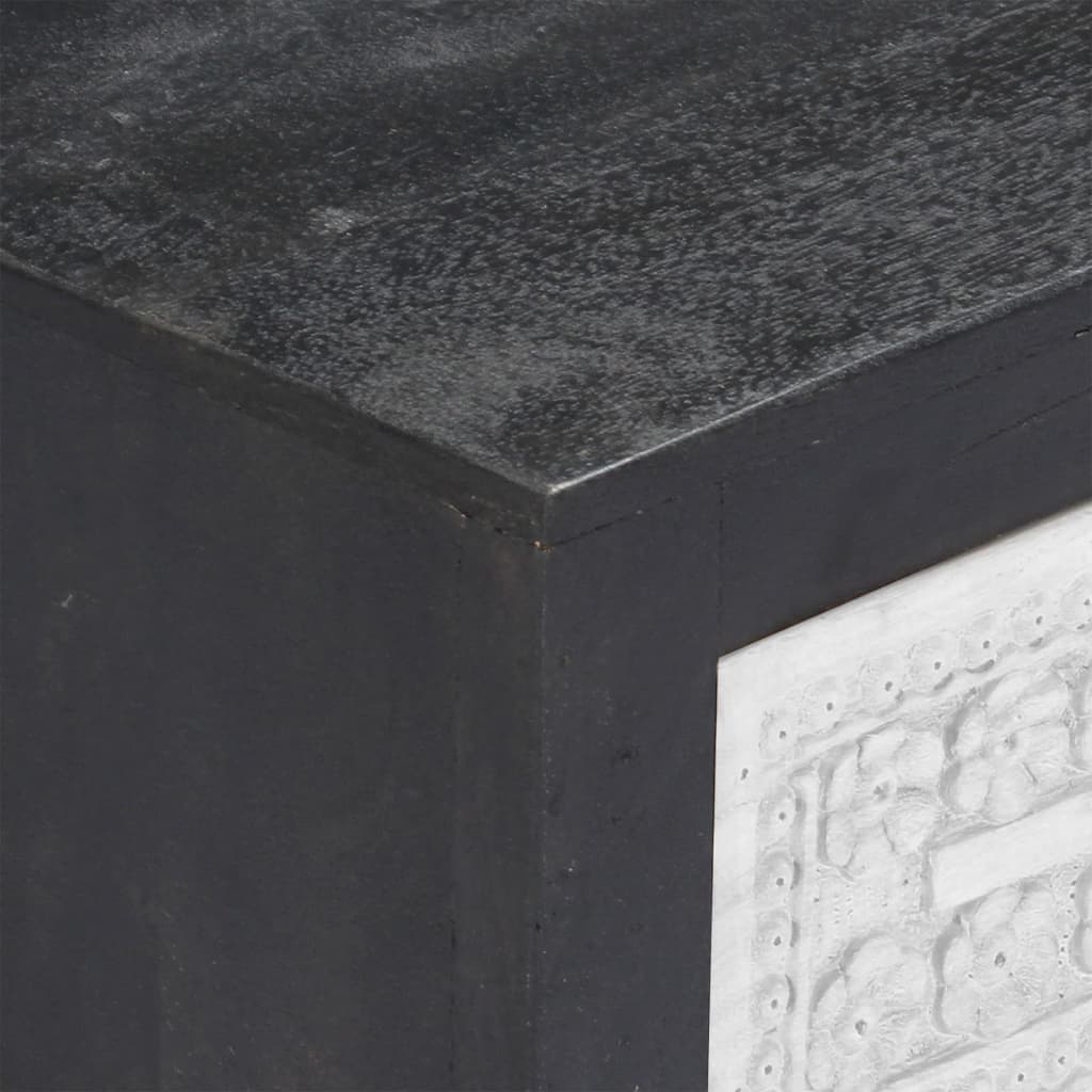 Tv-meubel handgesneden 120x30x40 cm massief mangohout grijs wit – afbeelding 6