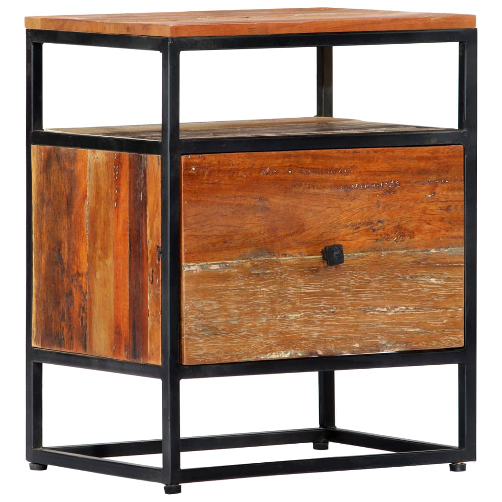 Nachtkastje 40x30x50 cm massief gerecycled hout en staal – afbeelding 1
