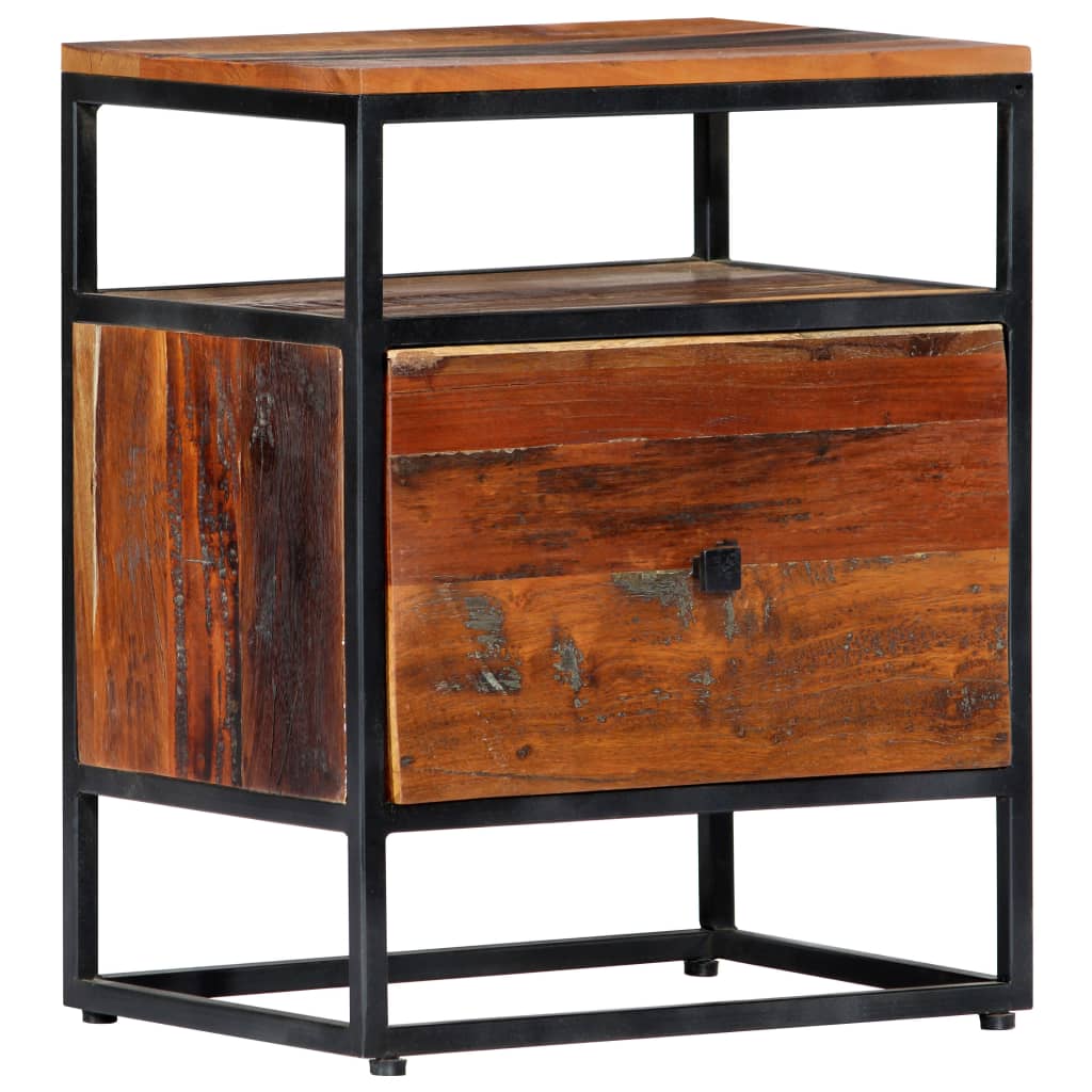 Nachtkastje 40x30x50 cm massief gerecycled hout en staal – afbeelding 10