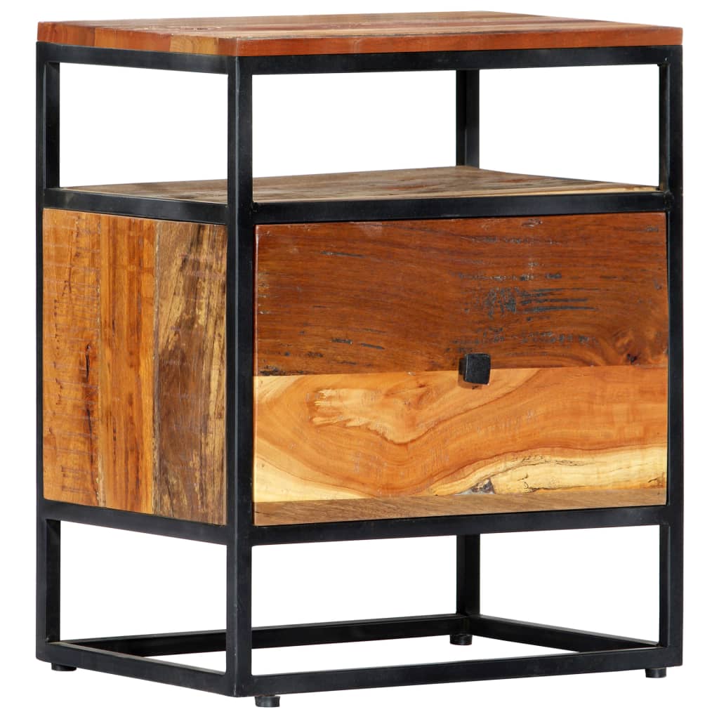 Nachtkastje 40x30x50 cm massief gerecycled hout en staal – afbeelding 11