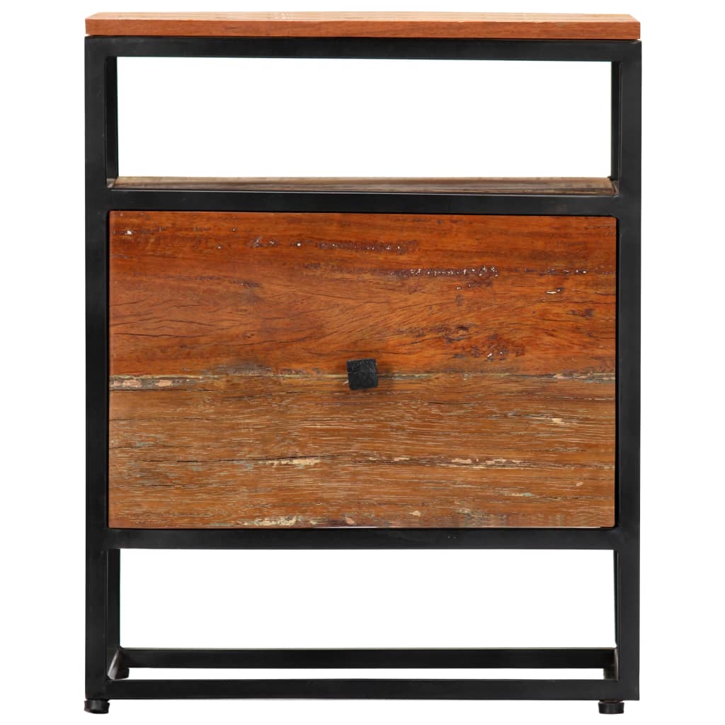 Nachtkastje 40x30x50 cm massief gerecycled hout en staal – afbeelding 4