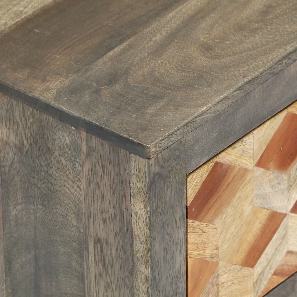 Nachtkastje 40x30x50 cm massief mangohout grijs – afbeelding 6