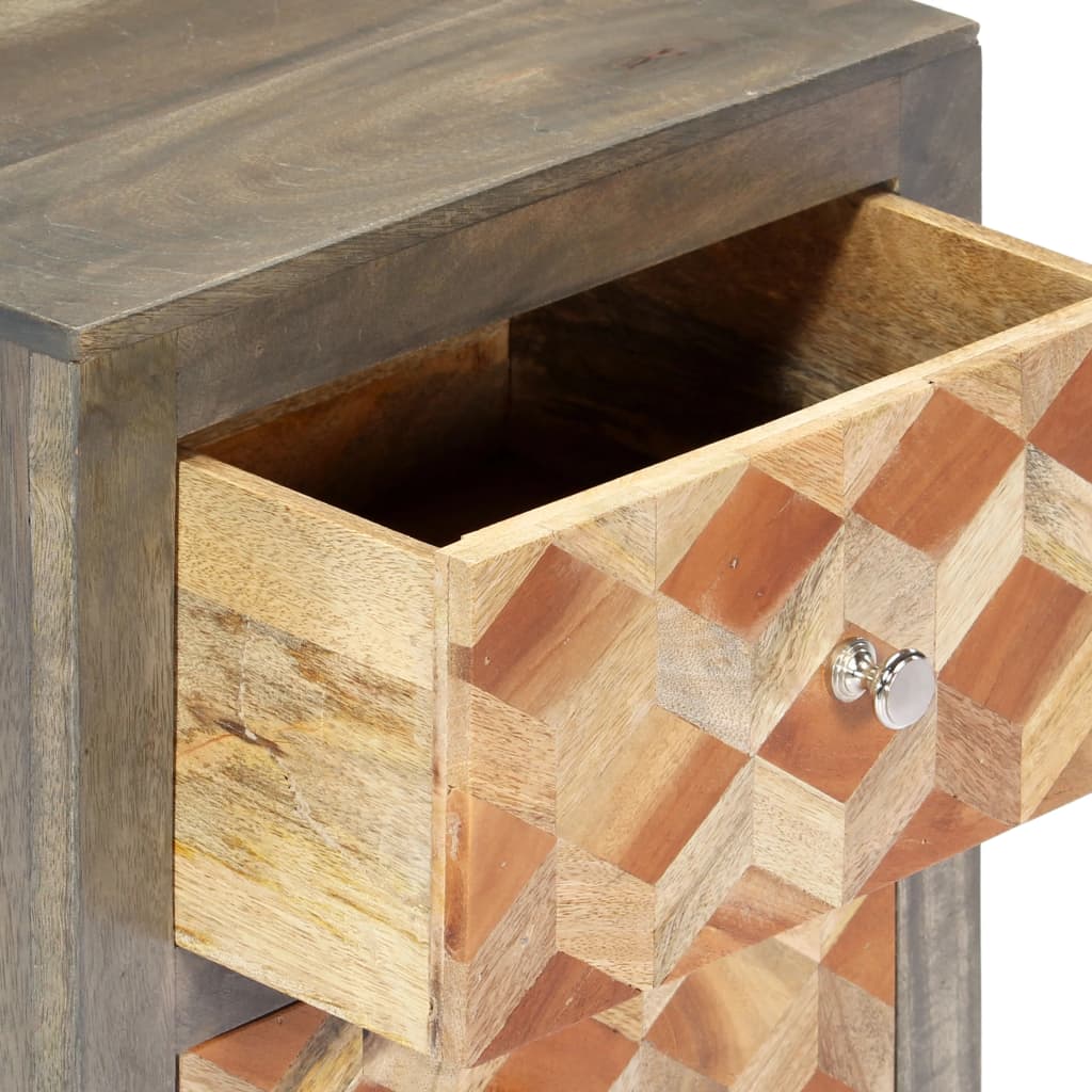 Nachtkastje 40x30x50 cm massief mangohout grijs – afbeelding 7