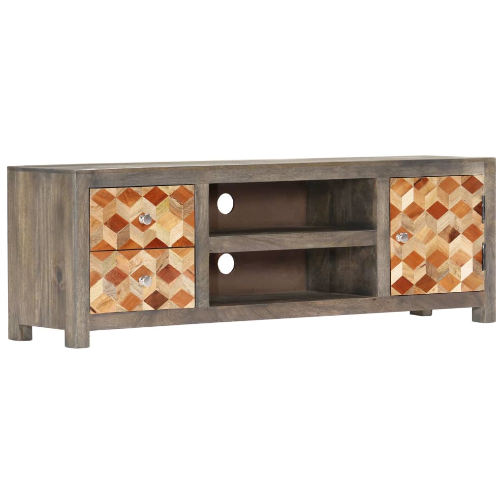 Tv-meubel 120x30x40 cm massief mangohout grijs – afbeelding 10