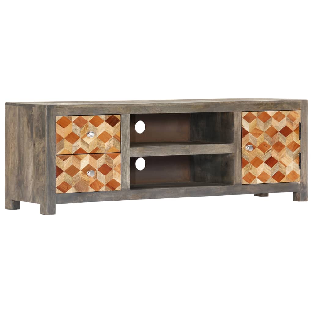 Tv-meubel 120x30x40 cm massief mangohout grijs – afbeelding 11