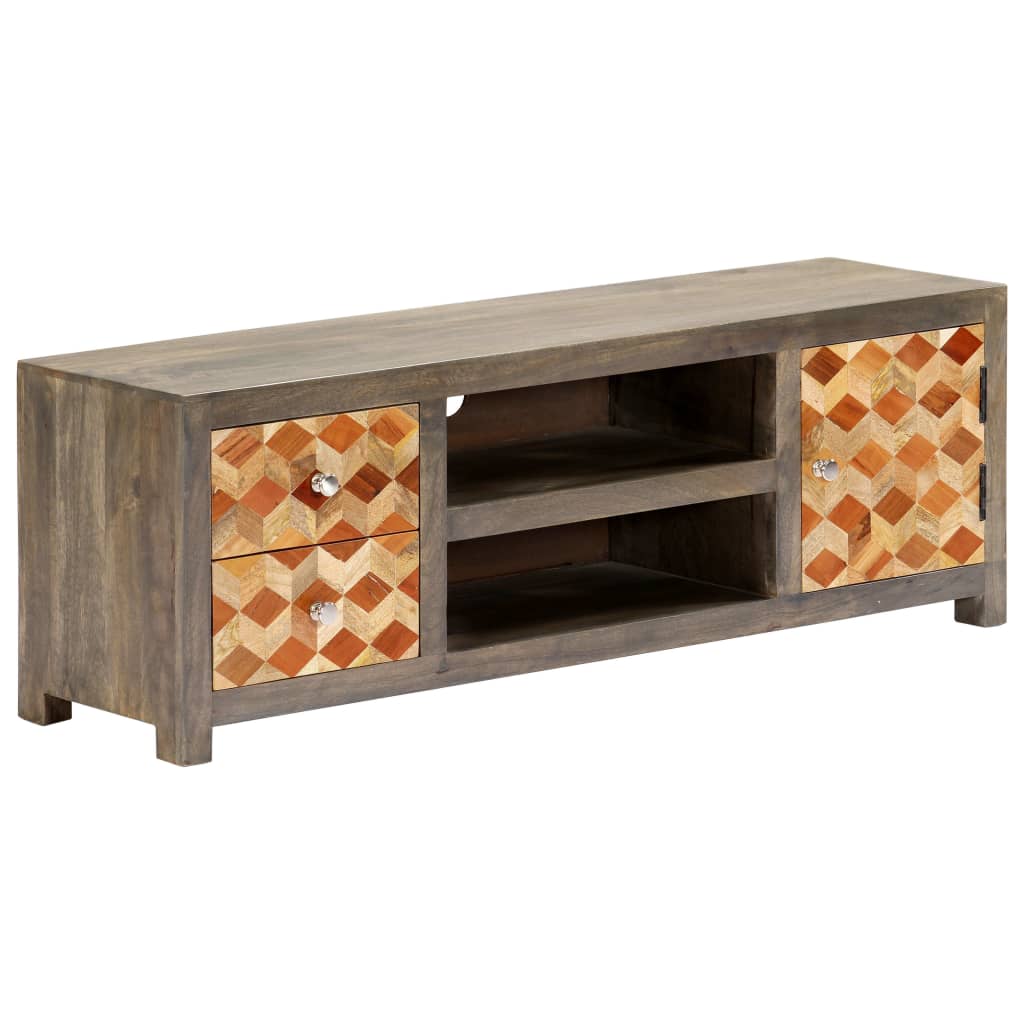 Tv-meubel 120x30x40 cm massief mangohout grijs – afbeelding 12