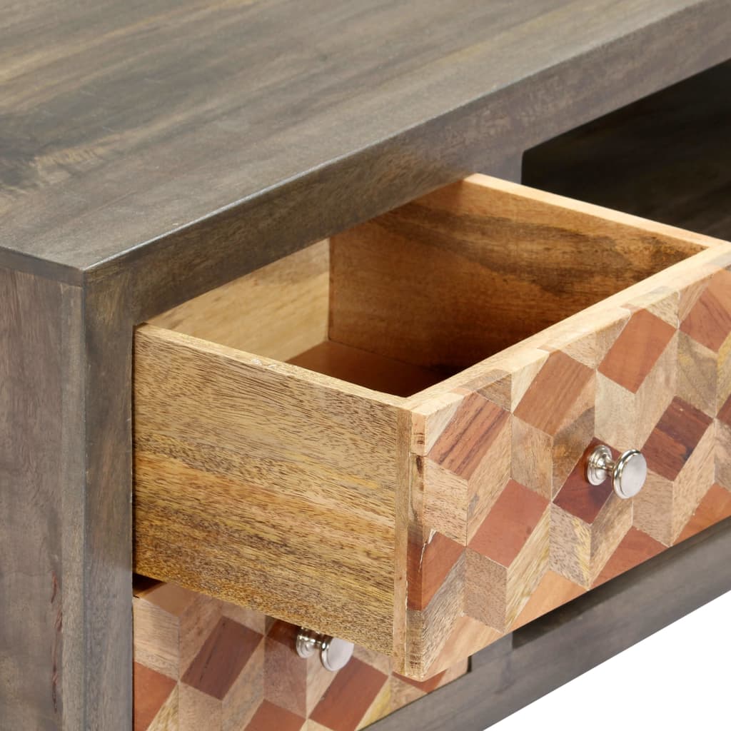 Tv-meubel 120x30x40 cm massief mangohout grijs – afbeelding 7