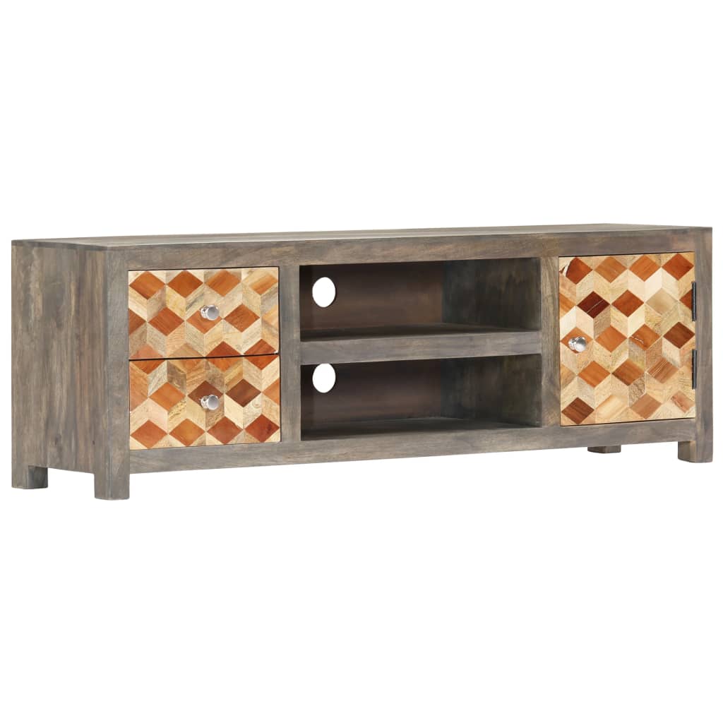 Tv-meubel 120x30x40 cm massief mangohout grijs – afbeelding 9