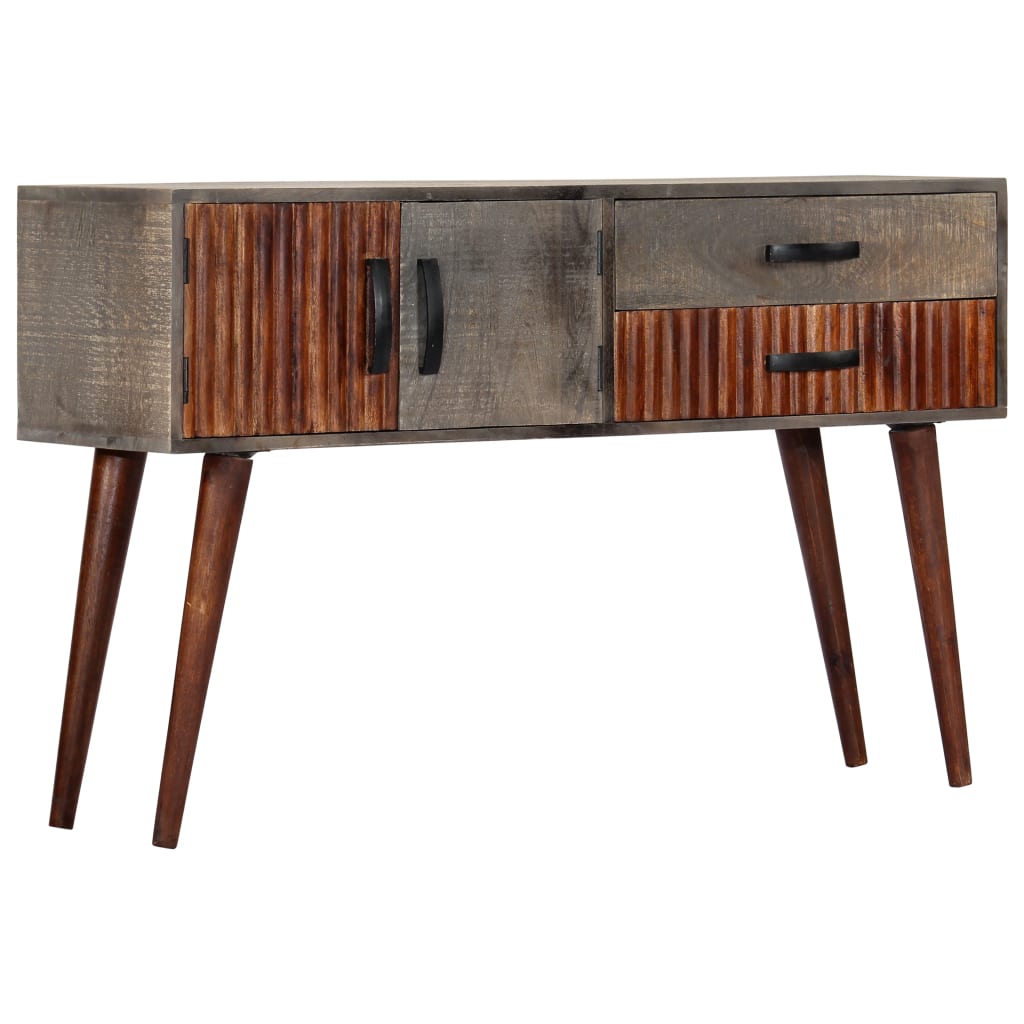 Wandtafel 120x35x75 cm massief ruw mangohout grijs – afbeelding 10