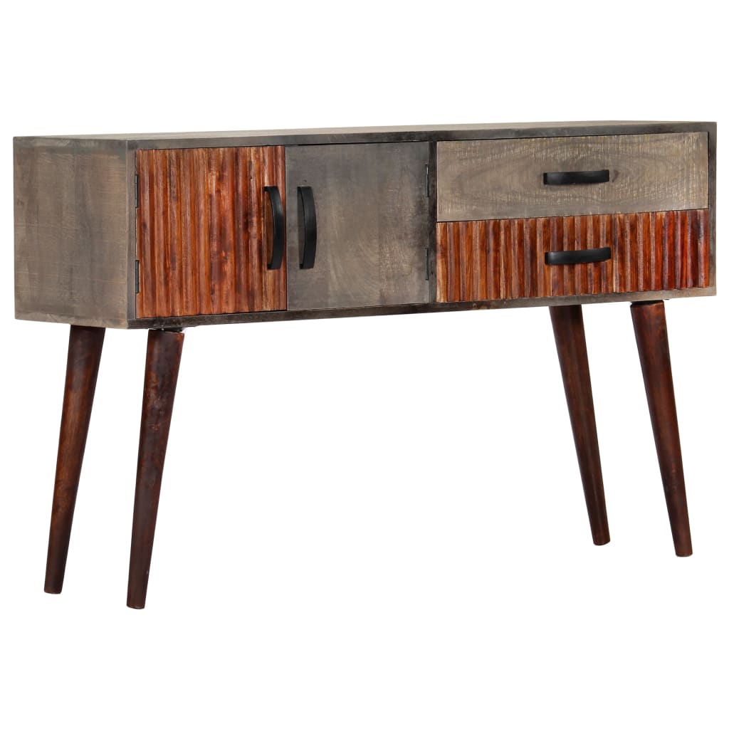 Wandtafel 120x35x75 cm massief ruw mangohout grijs – afbeelding 11