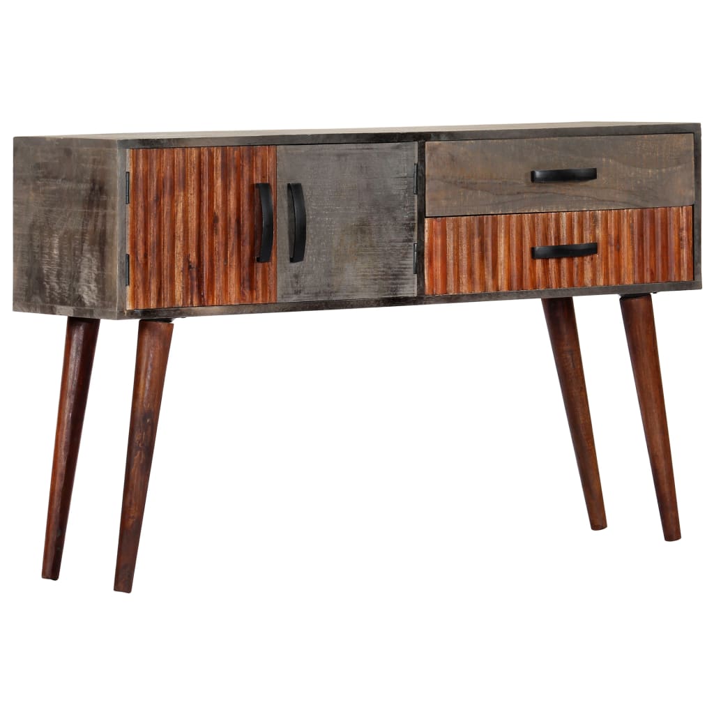 Wandtafel 120x35x75 cm massief ruw mangohout grijs – afbeelding 12