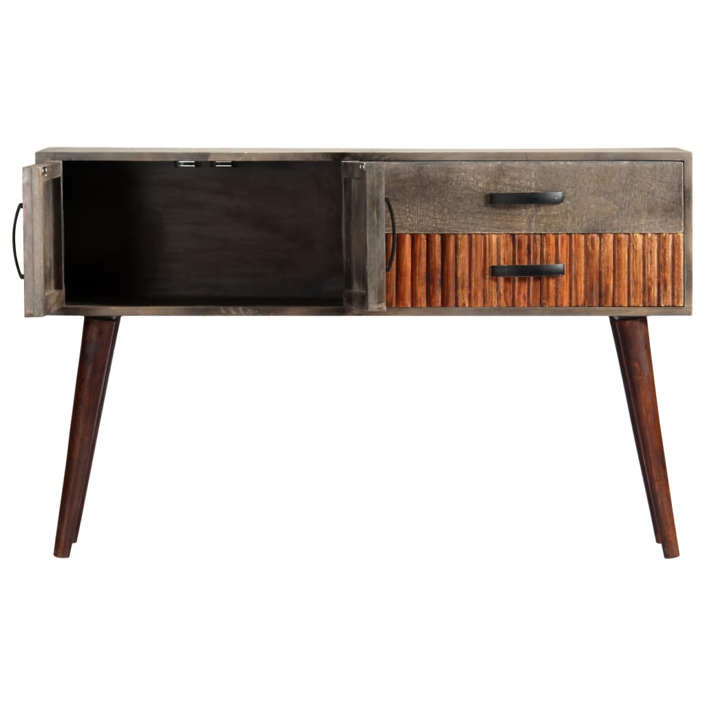 Wandtafel 120x35x75 cm massief ruw mangohout grijs – afbeelding 4