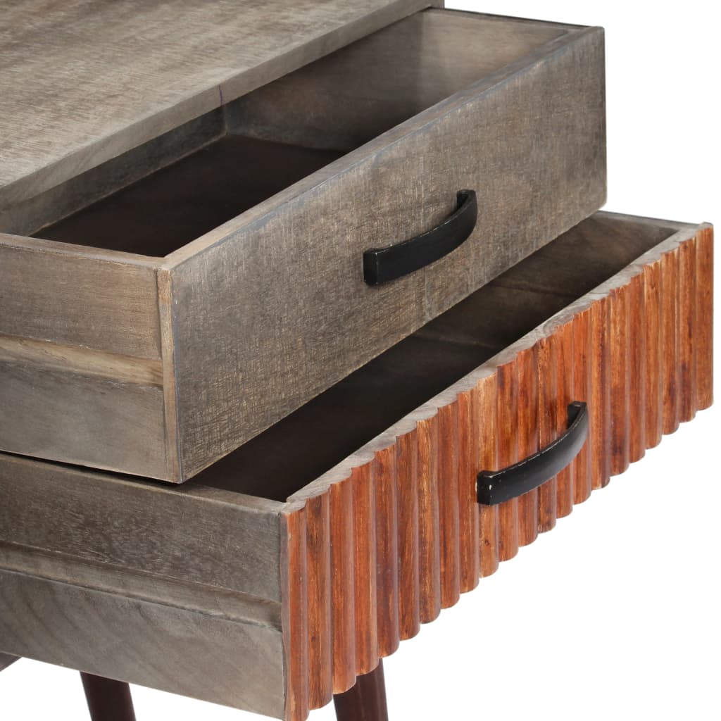 Wandtafel 120x35x75 cm massief ruw mangohout grijs – afbeelding 7