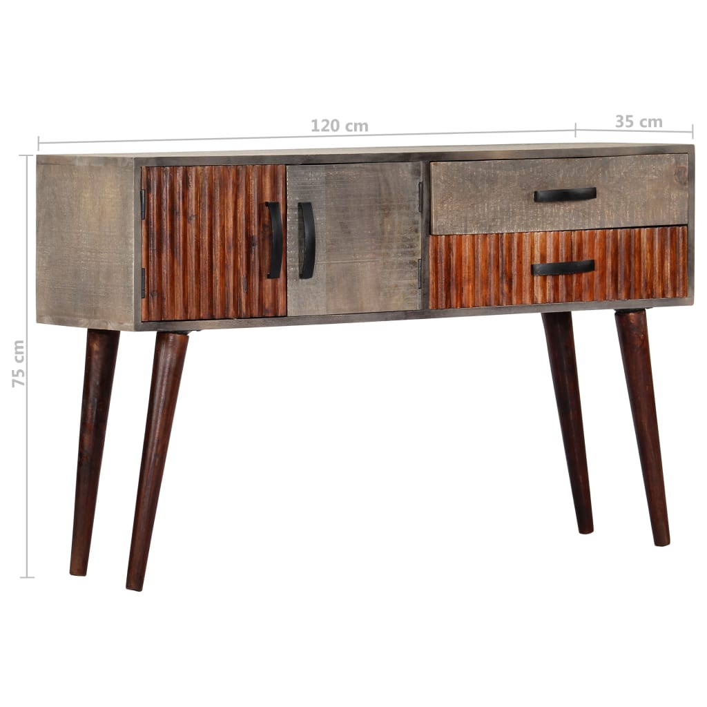 Wandtafel 120x35x75 cm massief ruw mangohout grijs – afbeelding 9