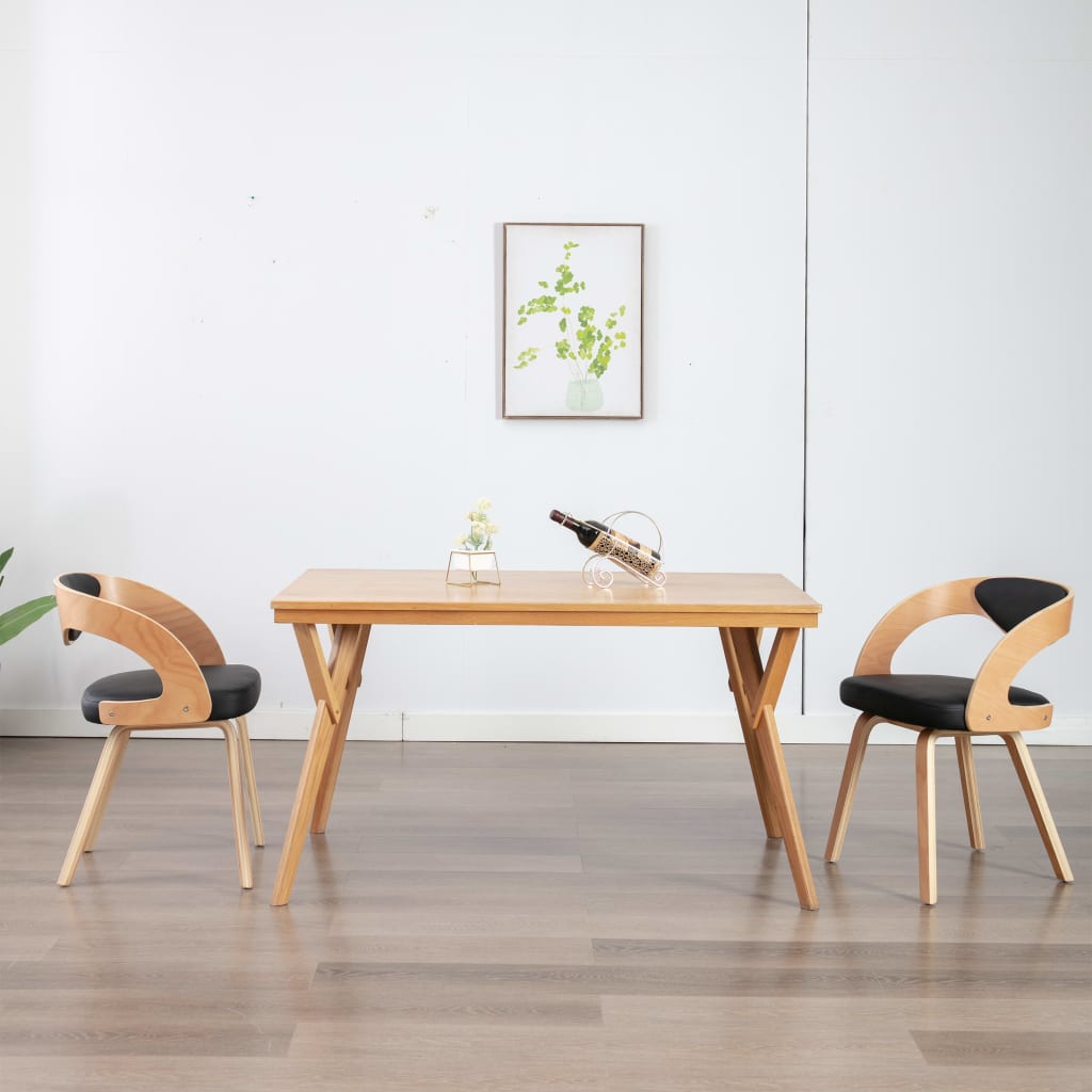 Eetkamerstoelen 2 st gebogen hout en kunstleer